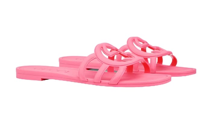 Ciabatta Con Logo G Intrecciate Rosa Scuro