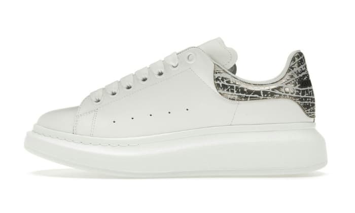 Oversized bianco argento coccodrillo