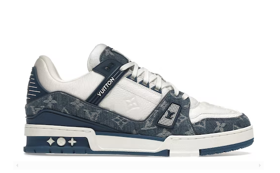 Louis Vuitton Trainer Monogram Denim White Blue - Retro View | DripMilan Shop