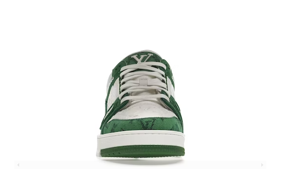 Louis Vuitton Trainer Green Monogram Denim White miniatura 3 su DripMilan