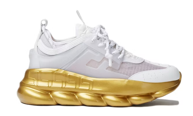 Versace Chain Reaction White Gold Sole - Retro View | DripMilan Shop