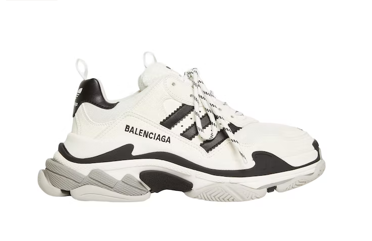 Balenciaga Triple S White Black - Retro View | DripMilan Shop