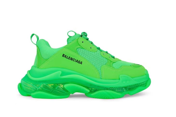Balenciaga Triple S Clear Sole Fluo Green - Retro View | DripMilan Shop