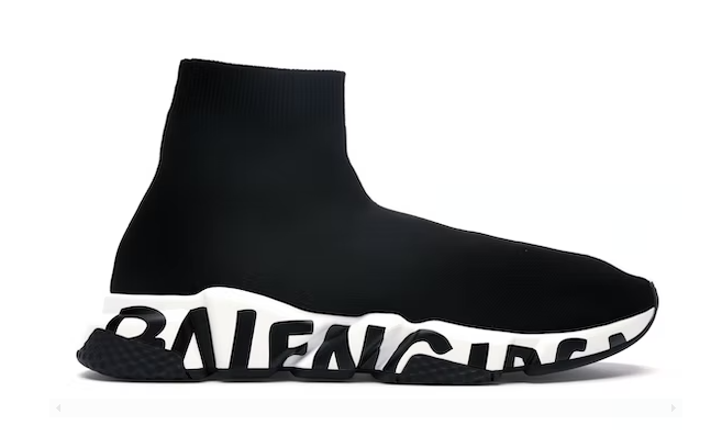 Balenciaga Speed Graffiti Trainers Black White - Retro View | DripMilan Shop