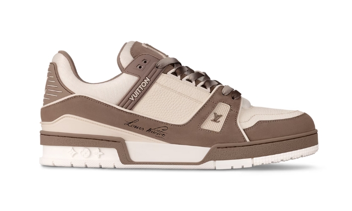 Louis Vuitton Trainer Taupe Brown - Retro View | DripMilan Shop