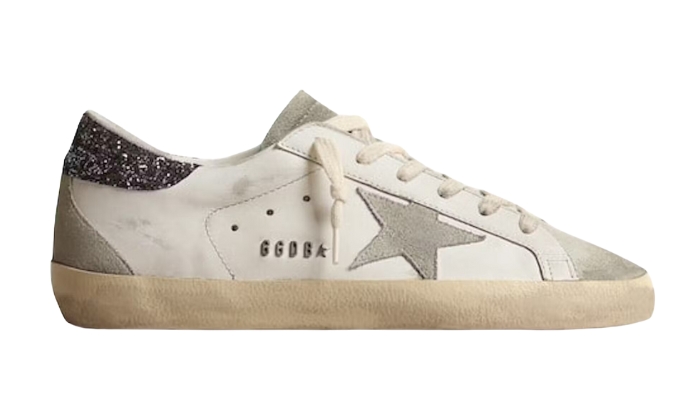 Golden Goose Super-Star Bianco Dark Grey Glitter (donna) - Retro View | DripMilan Shop