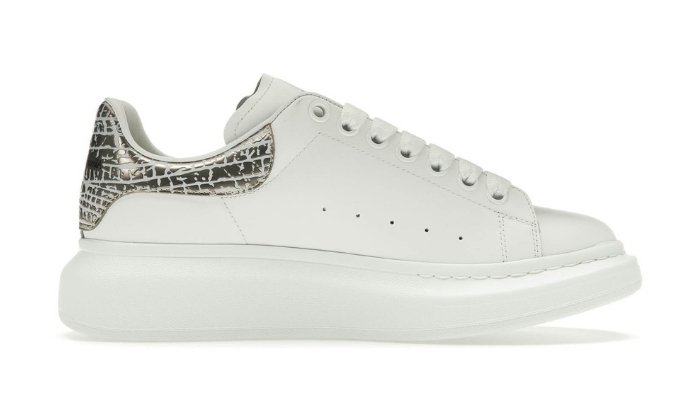 Alexander McQueen Oversized bianco argento coccodrillo miniatura 3 su DripMilan
