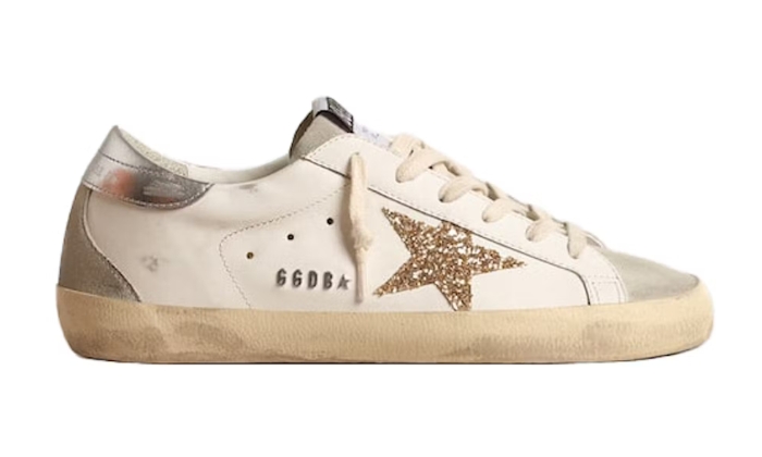 Golden Goose Super-Star White Ice Gray Gold Glitter (donna) - Retro View | DripMilan Shop