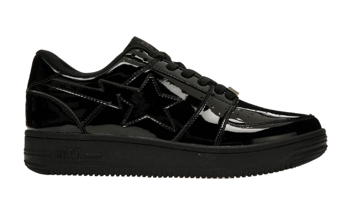 Bapesta Patent Black - Retro View | DripMilan Shop