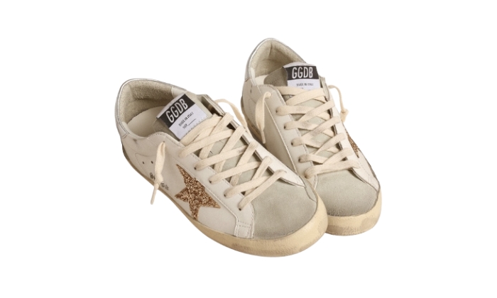 Golden Goose Super-Star gold glitter star and ice suede inserts - Retro View | DripMilan Shop