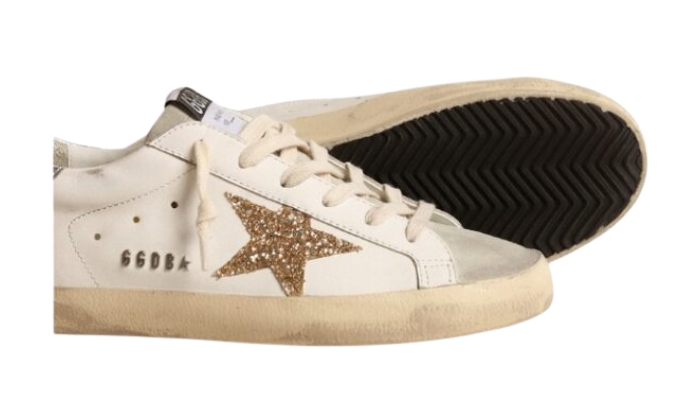 Golden Goose Super-Star gold glitter star and ice suede inserts miniatura 4 su DripMilan