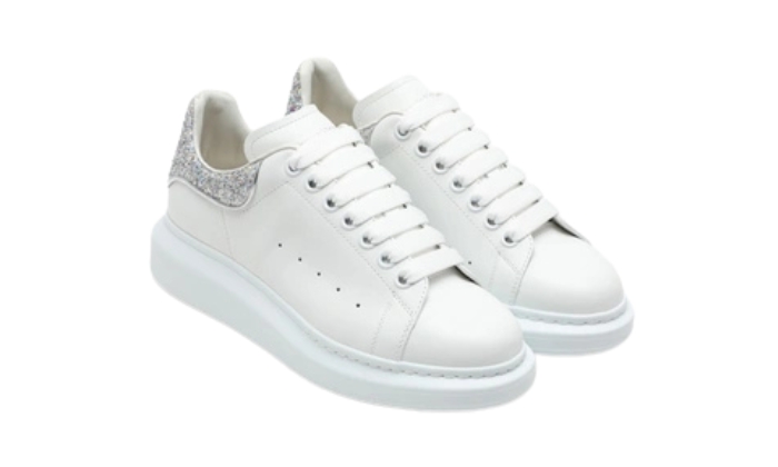 Alexander McQueen Scarpe da ginnastica oversize bianche con glitter - Retro View | DripMilan Shop