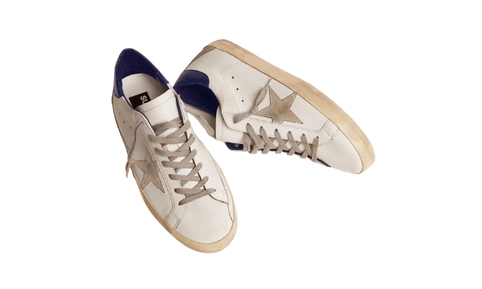 Golden Goose Super-Star con stella in suede e tallone blu miniatura 3 su DripMilan