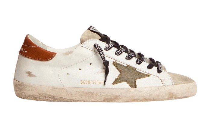 Golden Goose Super-Star with star in olive green canvas - Retro View | DripMilan Shop