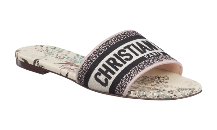 Ciabatte Cotone ricamato con motivo Millefiori bianco - Retro View | DripMilan Shop