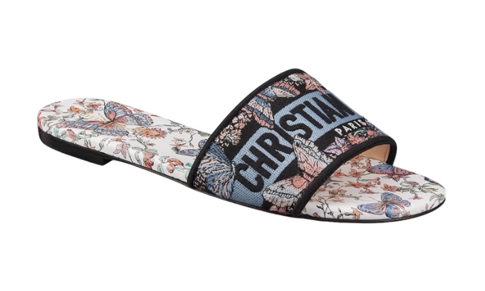 Ciabatte Cotone ricamato con motivo Toile de Jouy Papillon - Retro View | DripMilan Shop