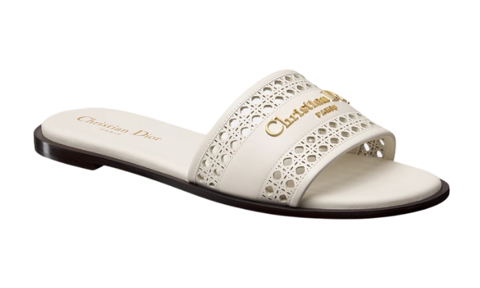 Ciabatte Pelle di vitello bianca con motivo Microcannage - Retro View | DripMilan Shop