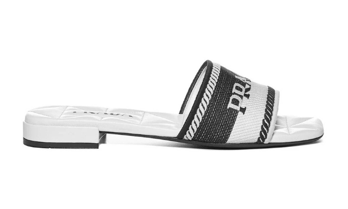 Ciabatte Sandali Ricamato Cotone Bianco E Nero - Retro View | DripMilan Shop