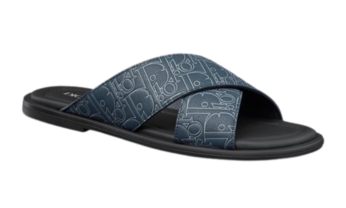 Ciabatte Sandalo Alias Pelle Gravity Outline blu navy - Retro View | DripMilan Shop