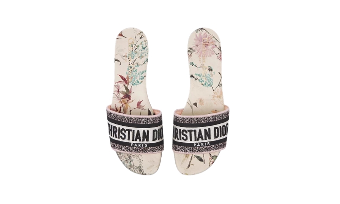 Ciabatte Cotone ricamato con motivo Millefiori bianco miniatura 3 su DripMilan