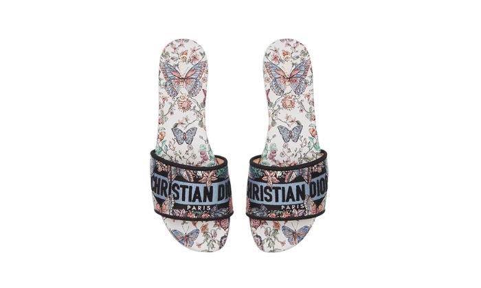 Ciabatte Cotone ricamato con motivo Toile de Jouy Papillon miniatura 3 su DripMilan