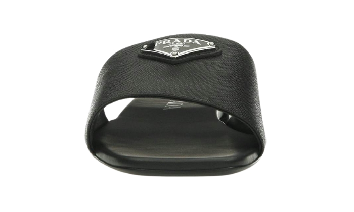 Ciabatte Sandali Fascia Pelle Saffiano Nera miniatura 3 su DripMilan