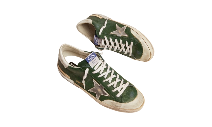 Golden Goose Super-Star in green leather and multifoxing miniatura 3 su DripMilan