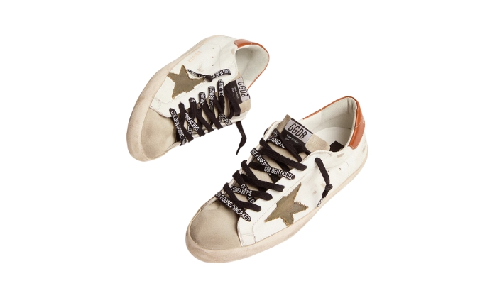 Golden Goose Super-Star with star in olive green canvas miniatura 3 su DripMilan