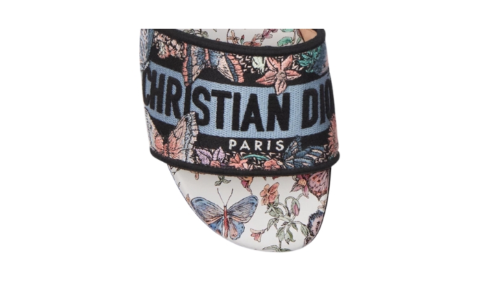 Ciabatte Cotone ricamato con motivo Toile de Jouy Papillon miniatura 4 su DripMilan