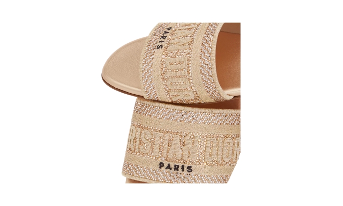 Ciabatte Cotone ricamato con filo metallizzato e strass miniatura 4 su DripMilan