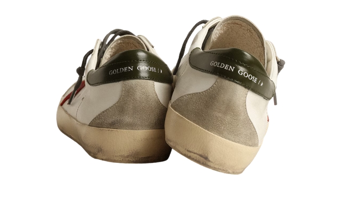 Golden Goose Super-Star with red suede star and green leather miniatura 4 su DripMilan