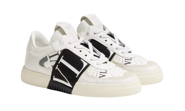 Valentino Sneaker in vitello fasciato BIANCO/NERO - Retro View | DripMilan Shop