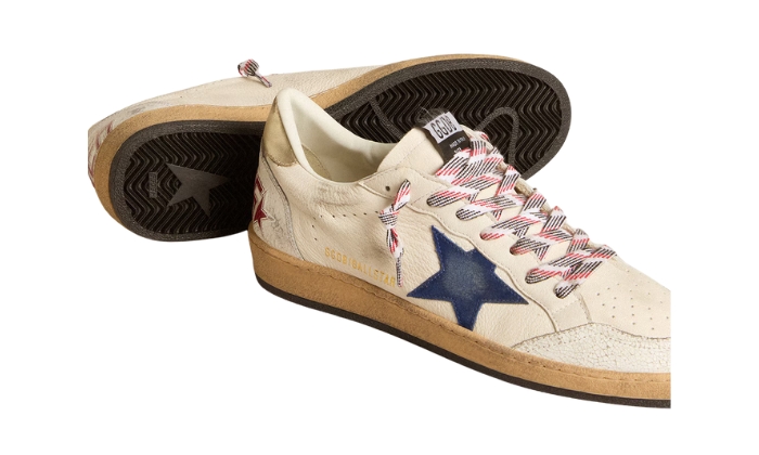 Golden Goose Nappa Pelle Blu Scamosciata Stella E Pelle Platino Linguetta Tallone miniatura 3 su DripMilan