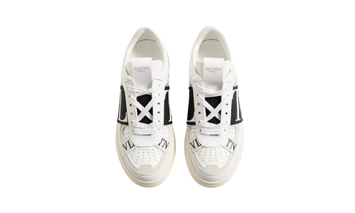 Valentino Sneaker in vitello fasciato BIANCO/NERO miniatura 3 su DripMilan