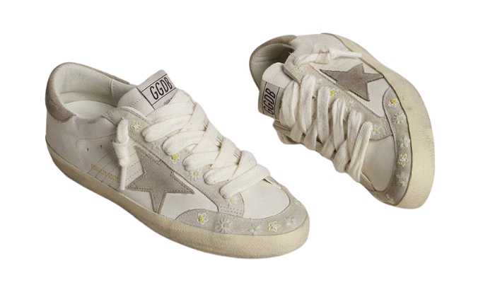 Golden Goose Super-Star LTD Con Dettagli Beige E Ricami Floreali - Retro View | DripMilan Shop