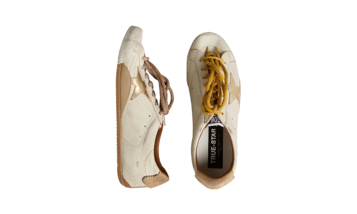 Golden Goose Pelle nappa bianca True-Star beige - Retro View | DripMilan Shop