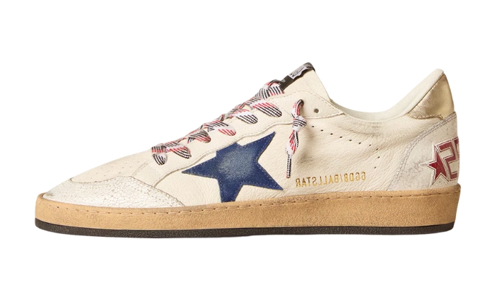 Golden Goose Nappa Pelle Blu Scamosciata Stella E Pelle Platino Linguetta Tallone originali su DripMilan | Sneaker Autentiche