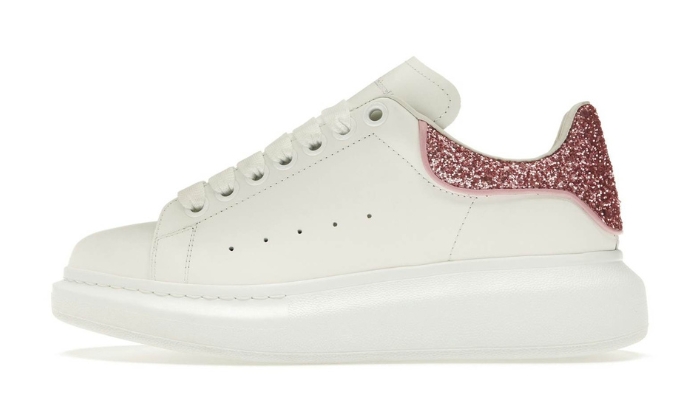 Alexander McQueen Oversize Bianco Bianco Rosa Glitter (donna) originali su DripMilan | Sneaker Autentiche