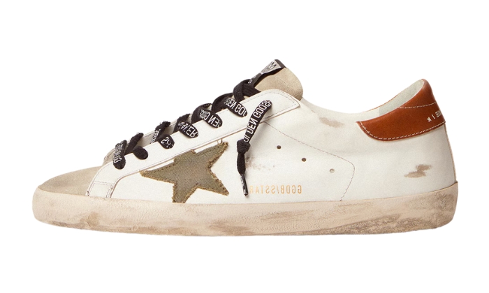 Golden Goose Super-Star with star in olive green canvas originali su DripMilan | Sneaker Autentiche