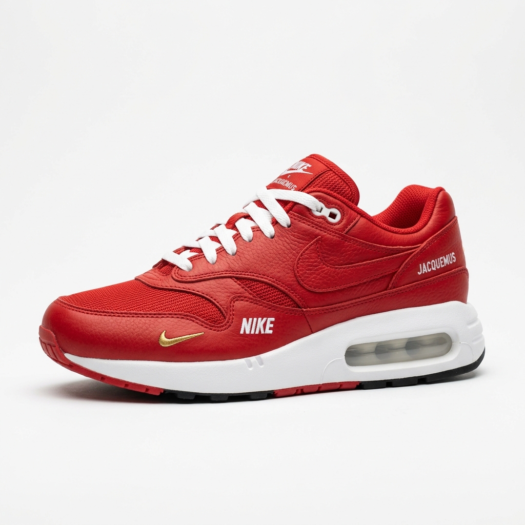 Nike Jacquemus x Nike Air Max 1 Big Bubble Red abbinata su DripMilan | Sneaker Originali