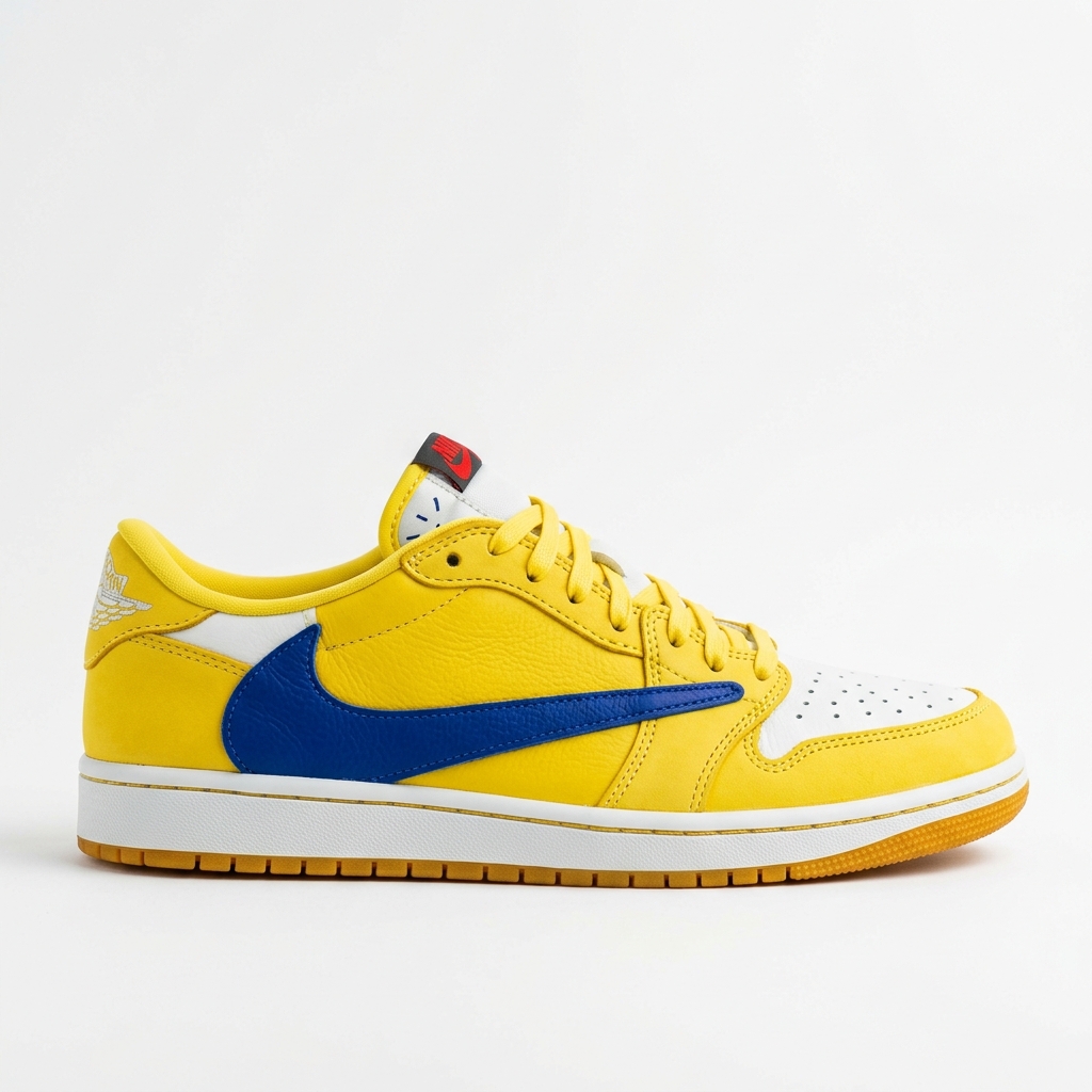 Air Jordan Travis Scott x Air Jordan 1 Low OG Canary Yellow abbinata su DripMilan | Sneaker Originali